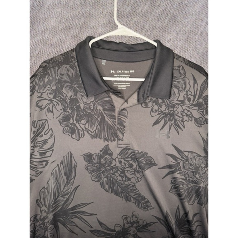 Under Armour Playoff Polo‎ Mens XXL Gray Black Floral Golf Performance Shirt